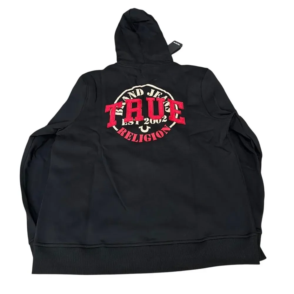 True religion 700892 embroidered zip hoodie Jet Black Size XL New